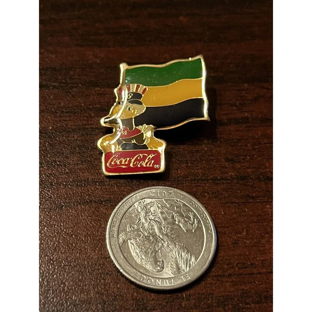 Vintage 1984 Los Angeles Olympics Coca Cola Sam Eagle Gabon Flag‎ Lapel Pin